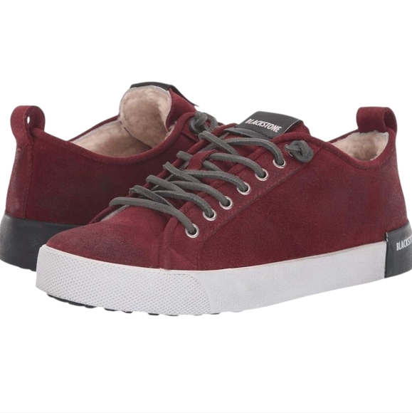 Blackstone QL60 Suede Sneaker Women Size 37 Wine Red Low Top Sherling Lined - Picture 1 of 10